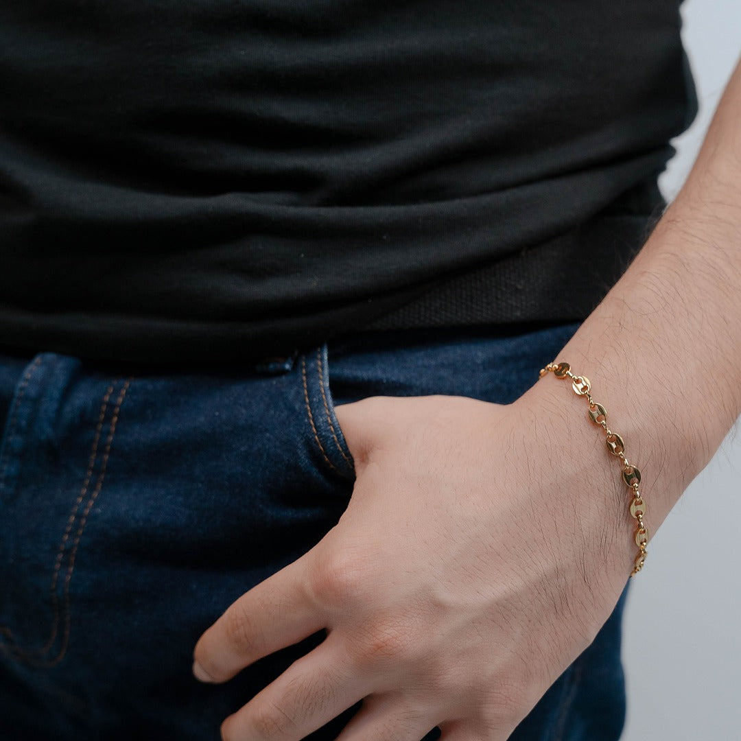 Conjunto Grano Cafe | Cadena + Pulsera Hombre