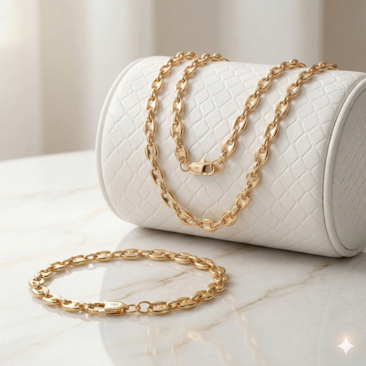 Conjunto Grano Cafe | Cadena + Pulsera Hombre